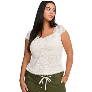 NEW Torrid Stretch Lace Sweetheart Cinch Front Top Plus Size 3X